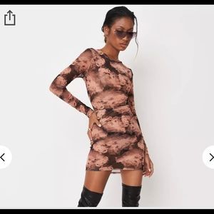 Missguided brown mesh acid wash dress